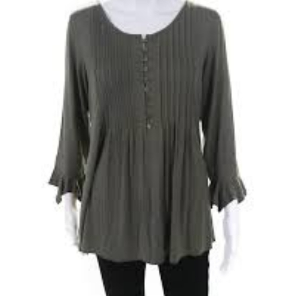 Laurie Felt Scoop Neck Bell Sleeve Blouse Size XL